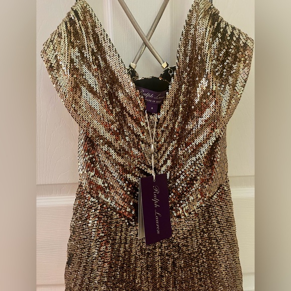 RALPH LAUREN - Gold Sequin Bella Hadid Dress - Size 8 - NWT - Picture 6 of 11